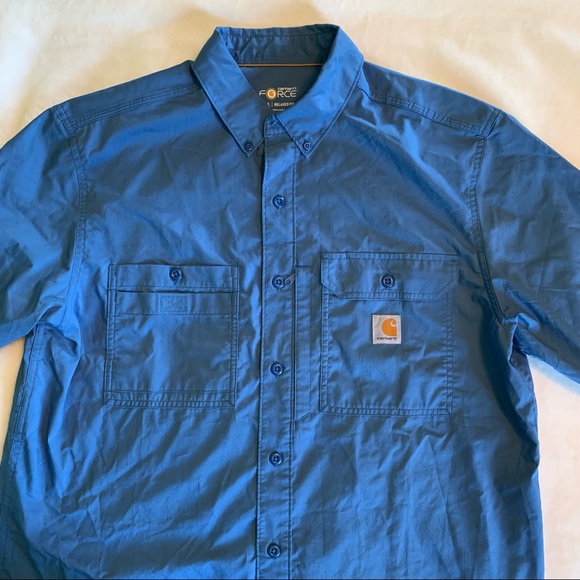 NWOT CARHARTT Force Ridgefield Button Down Short Sleeve Shirt sz Large - Picture 2 of 13
